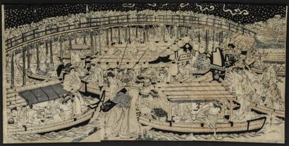 Utamaro (1797-1858), triptyque, oban tate-e,...