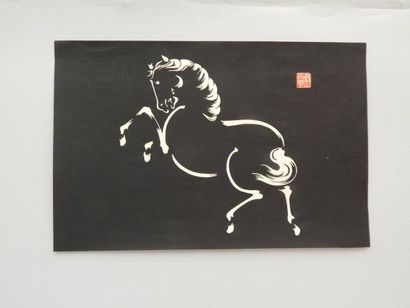 Aoyama, deux estampes représentant des chevaux....