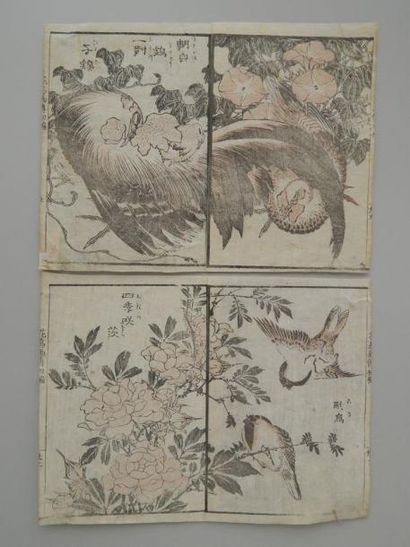 Hokusai, deux pages de manga. Vers 1830.
