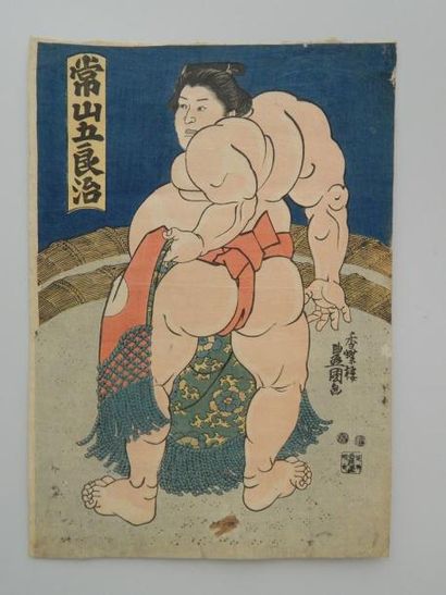 Toyokuni, sumo. Vers 1840.