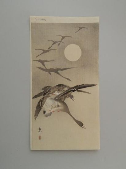 Koson, vol d’oiseau sous la lune. Vers 1...