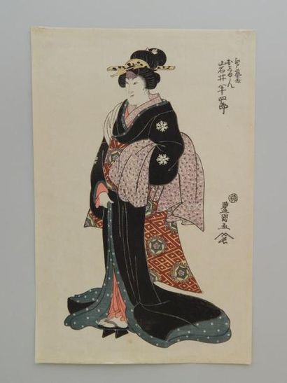 Toyokuni, oban tate-e, deux planches, scène...