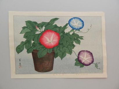 Inuzuka Taisui, deux planches, fleurs, cachet...