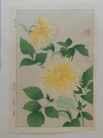 Ginko, oban tate-e, chrysanthèmes (fleurs...