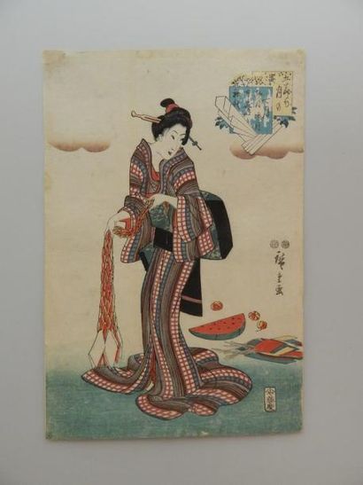 Hiroshige, oban tate-e, beauté d’Edo. 18...