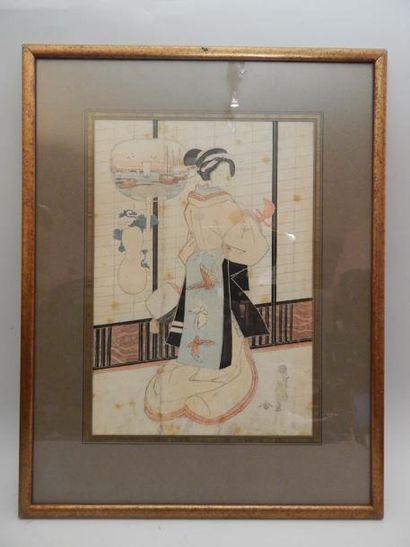 Eisen, oban tate-e, bijin tenant un shamisen...