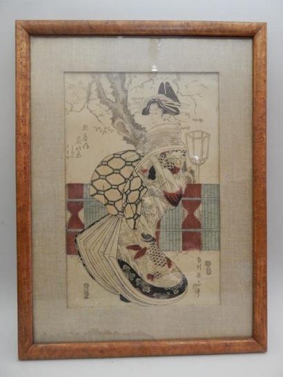 Eizan, oban tate-e, bijin en promenade devant...