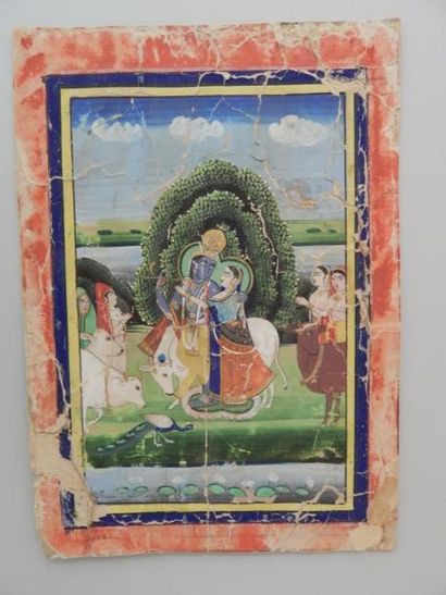 Miniature indienne sur papier représentant...
