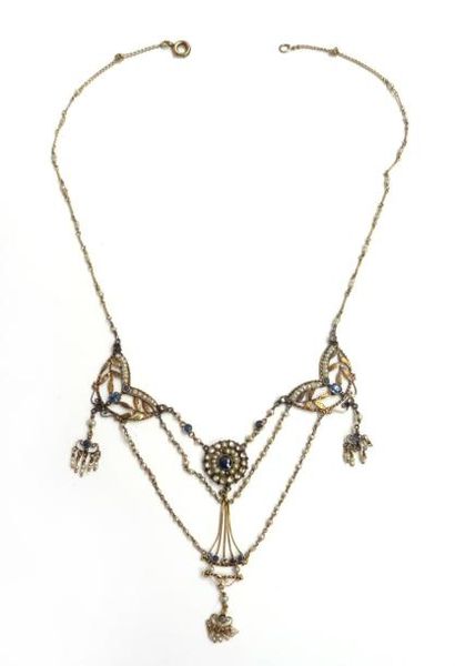 COLLIER draperie d'époque Art Nouveau en...