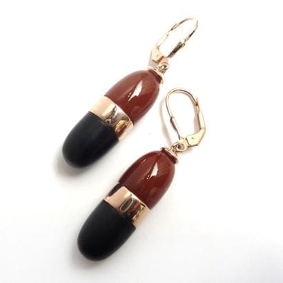 Paire de PENDANTS D'OREILLE en vermeil (925/°°)...