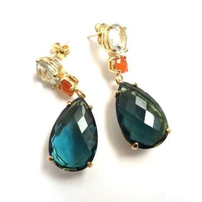 Paire de BOUCLES D'OREILLE en vermeil (925/°°)...