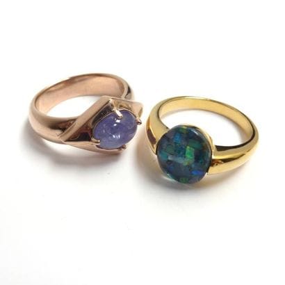 Ensemble de 2 BAGUES en vermeil (925/°°),...