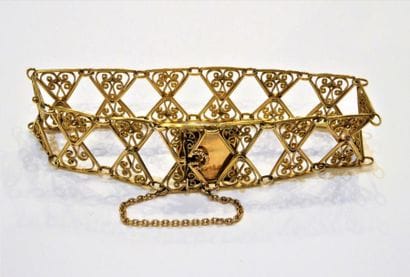 Large BRACELET en or jaune 18K (750/°°),...