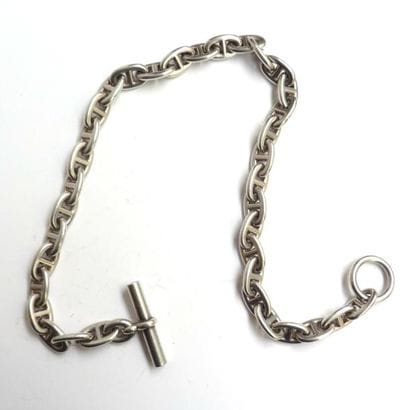 HERMES. COLLIER en argent (925/°°), maillon...