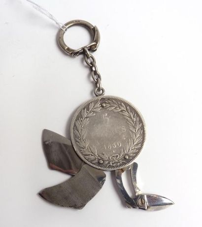 PORTE-CLE décoré d'une pièce de 5 Fr Louis...