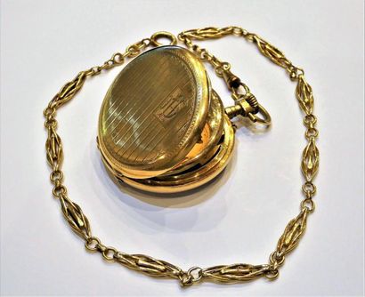 MONTRE A GOUSSET en or jaune 18K (750/°°)...