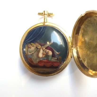 MONTRE érotique, vers 1790. Fond émaillé...