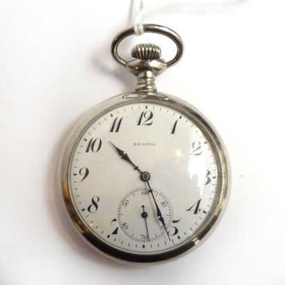 ZENITH- Montre de poche en acier, mouvement...