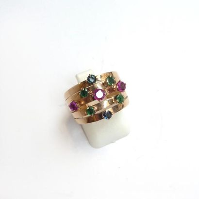 BAGUE semainier en or jaune 14K (585°/°°)...