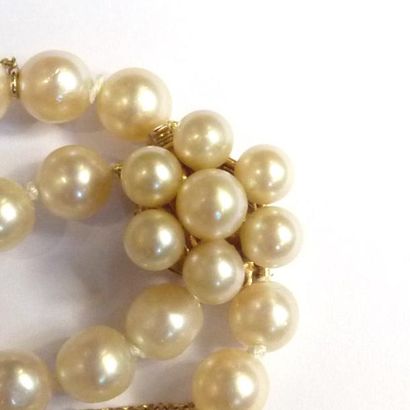 COLLIER de perles de culture deux rangs,...