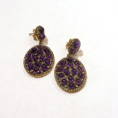 Paire de PENDANTS D'OREILLE en vermeil (925/°°)...