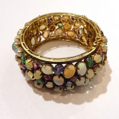 BRACELET articulé en vermeil (925/°°) décoré...