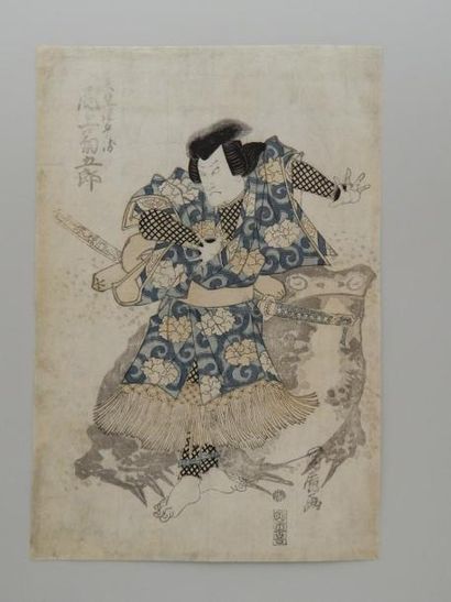 Kunihiro, oban tate-e, acteur Ogami Kikugoro....