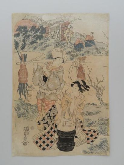 Kunisada, personnages occupés à leurs tâches...