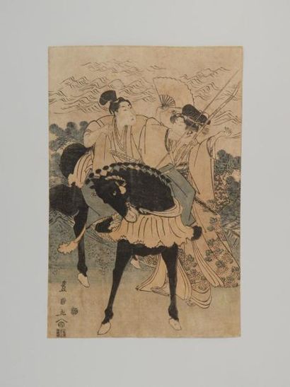 Toyokuni, oban tate-e, un prince sur son...