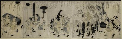 Eizan (1787-1887), pentaptyque, oban tate-e,...