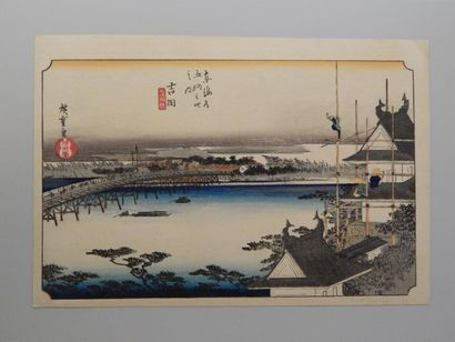Hiroshige, série du Tokaido,station 35, pont...