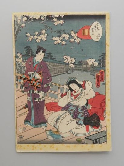 Kunisada, série du Prince Genji. Vers 18...