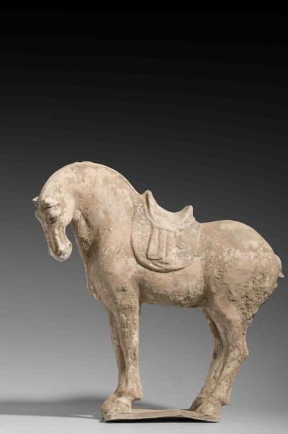 Cheval sellé en terre cuite. Test de thermoluminescence....