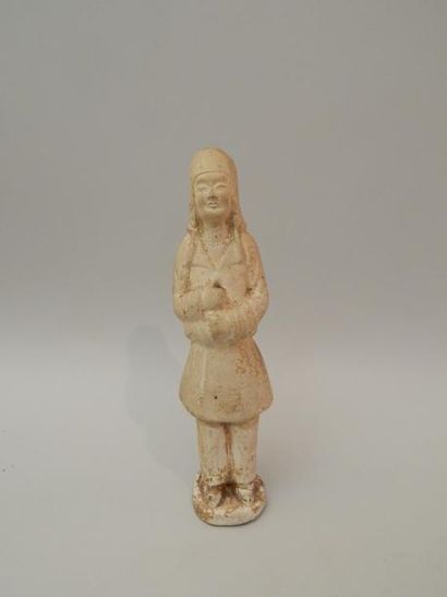 Statuette en terre cuite à glaçure jaune...