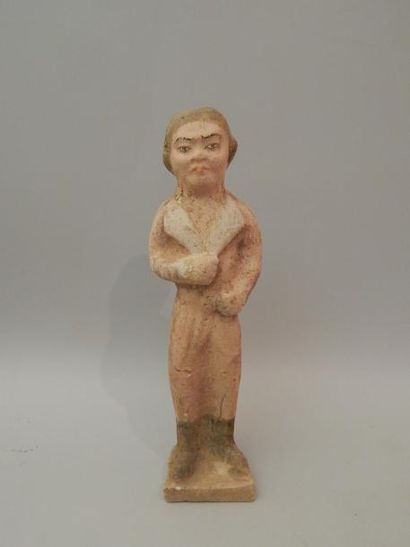 Palefrenier en terre cuite polychrome. H :...
