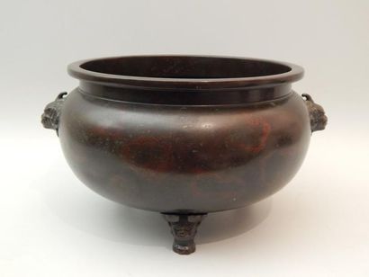 Coupe tripode en bronze. H : 16 cm ; D :...