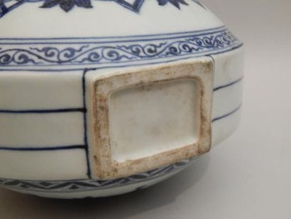 Gourde en porcelaine à décor bleu blanc....