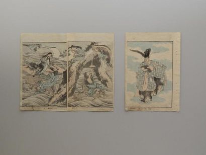 Hokusai Gafe, trois estampes. 1849.