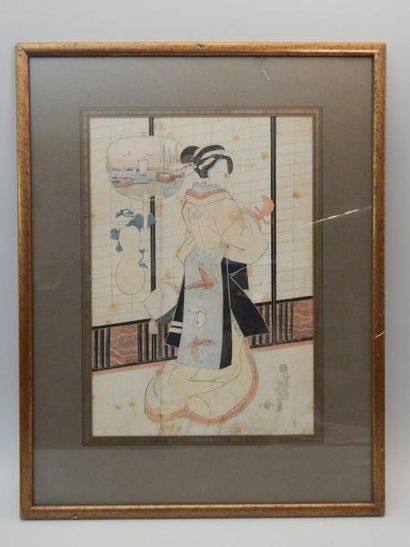 Eisen, oban tate-e, bijin tenant un shamisen...
