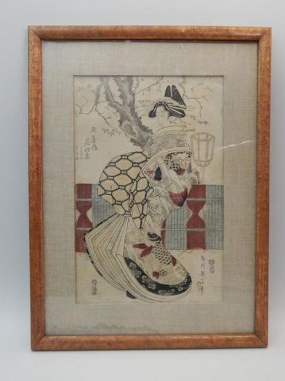 Eizan, oban tate-e, bijin en promenade devant...