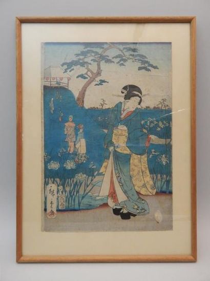 Hiroshige, oban tate-e, “Toto Horikiri Hana...