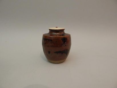 Pot à poudre de thé, cha ire, en grés émaillé...