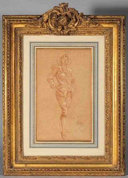 Jules CHÉRET (1836-1932)
Jeune femme en costume

Dessin...