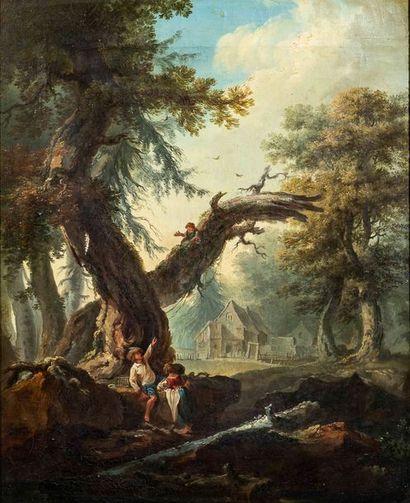 École Allemande, vers 1760
Les petits dénicheurs...