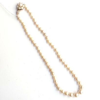 COLLIER ras de cou de perles de culture blanches...