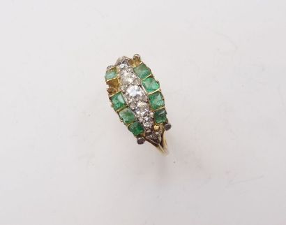 BAGUE jarretière ancienne en or jaune 18K...