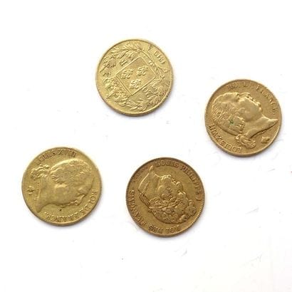 QUATRE PIECES de 20F or dont: 3 Louis XVIII...