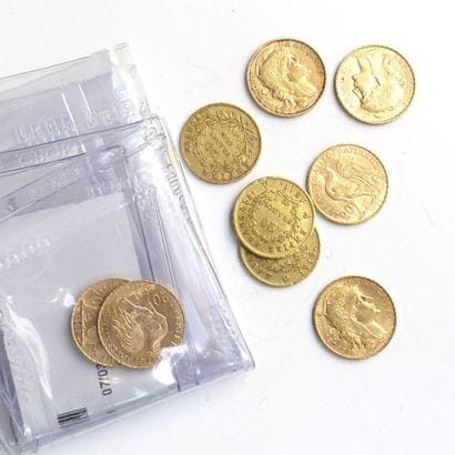 NEUF PIECES de 20F or (Marianne, Napoléo...
