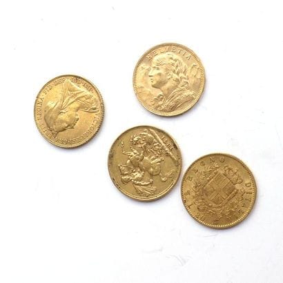 QUATRE PIECES or : 1 de 20 Lires V.Emmanuel,...