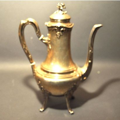 Théière en argent 925°/°° à décor feuillagé...